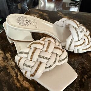 Vince Camuto Cream and Gold Braided Sandals